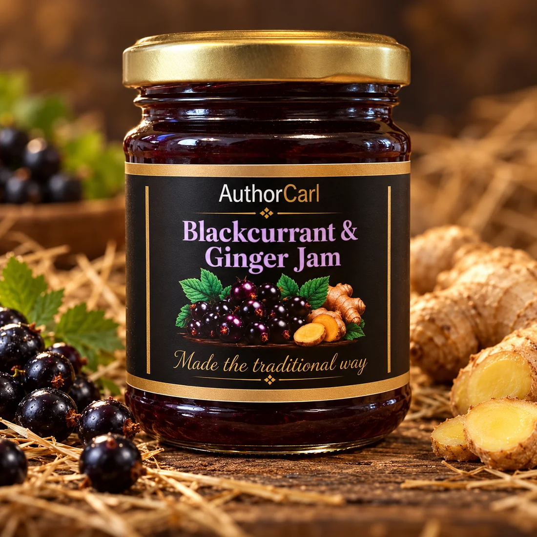 Author Carl Blackcurrant & Ginger Jam 245g jar