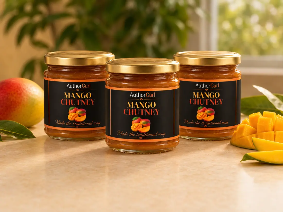 The Mango Chutney Trio with three jars of chutney