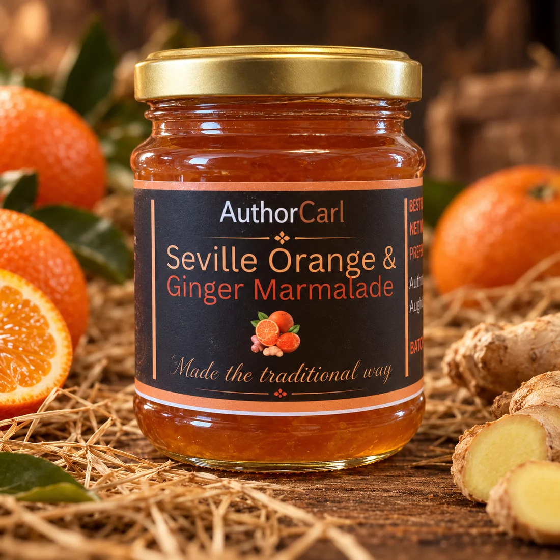 Author Carl Seville Orange & Ginger Marmalade 245g jar