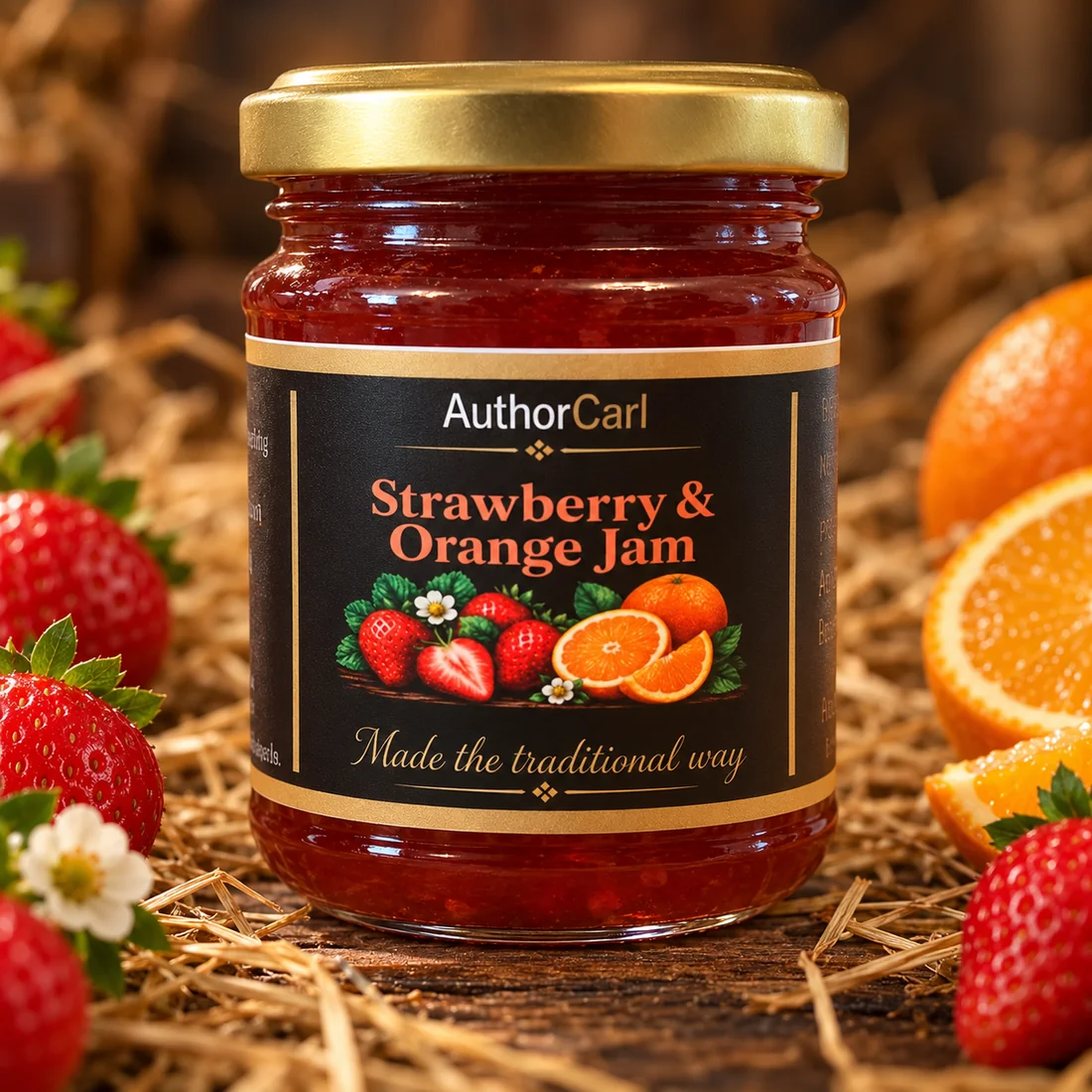 Author Carl Strawberry & Orange Jam 245g jar