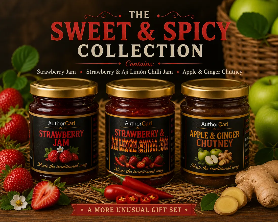 The Sweet and Spicy Collection with strawberry jam, chilli jam and apple and ginger chutney